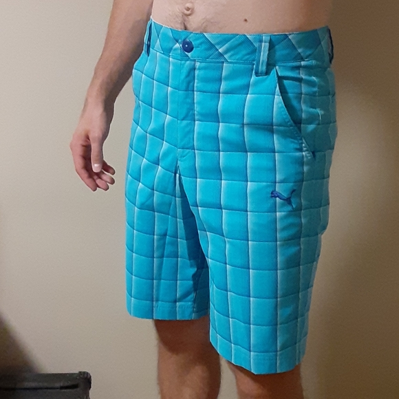 Puma Sport Lifestyle Mens Plaid Golf Shorts - Picture 3 of 6